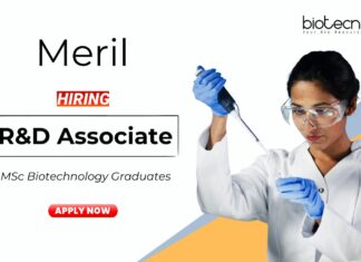 Biotechnology Jobs at Meril MSc Graduates Apply Now for the R&D Associate Position