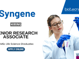 Biotechnology Jobs at Syngene MSc Graduates Apply for the Senior Research Associate Position
