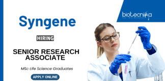 Biotechnology Jobs at Syngene MSc Graduates Apply for the Senior Research Associate Position