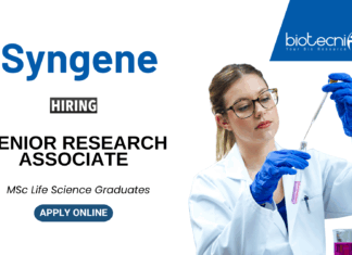 Biotechnology Jobs at Syngene MSc Graduates Apply for the Senior Research Associate Position