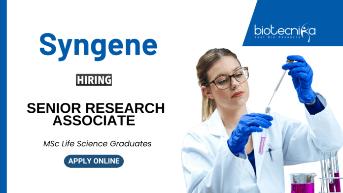 Biotechnology Jobs at Syngene MSc Graduates Apply for the Senior Research Associate Position