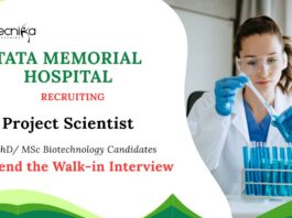 Biotechnology Jobs at TATA Memorial Hospital Apply Now for Project Scientist Position