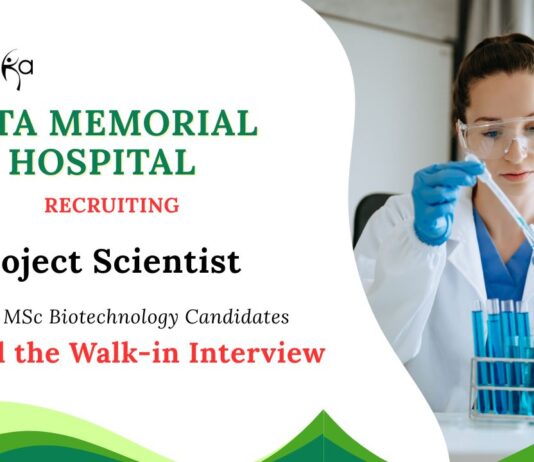 Biotechnology Jobs at TATA Memorial Hospital Apply Now for Project Scientist Position