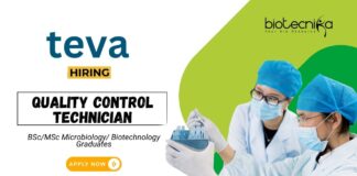 Biotechnology Jobs at TEVA BSMS Graduates Apply Now for the Quality Control Technician Role