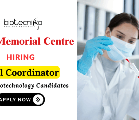 Biotechnology Jobs at Tata Memorial Centre Apply Now for Trial Coordinator Role