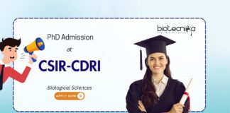 Biological Sciences PhD Admission at CSIR-Central Drug Research Institute, Lucknow. Research in life sciences and chemical sciences.