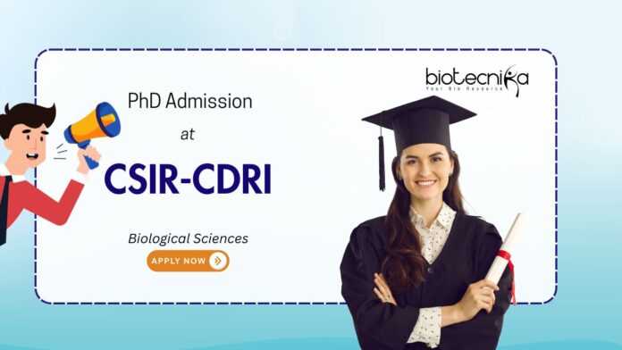 Biological Sciences PhD Admission at CSIR-Central Drug Research Institute, Lucknow. Research in life sciences and chemical sciences.