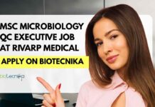 MSc Microbiology QC Executive Job at Rivarp Medical
