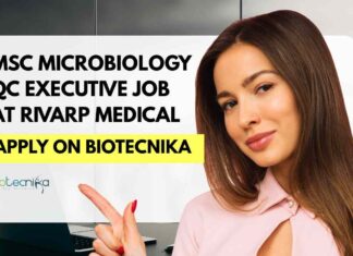 MSc Microbiology QC Executive Job at Rivarp Medical