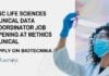 BSc Life Sciences Clinical Data Coordinator Job Opening