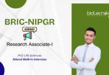 PhD Life Sciences Attend Walk-in Interview BRIC-NIPGR Research Associate-I
