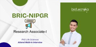 PhD Life Sciences Attend Walk-in Interview BRIC-NIPGR Research Associate-I