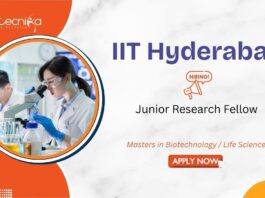 Masters in Biotechnology / Life Sciences IIT Hyderabad Junior Research Fellow