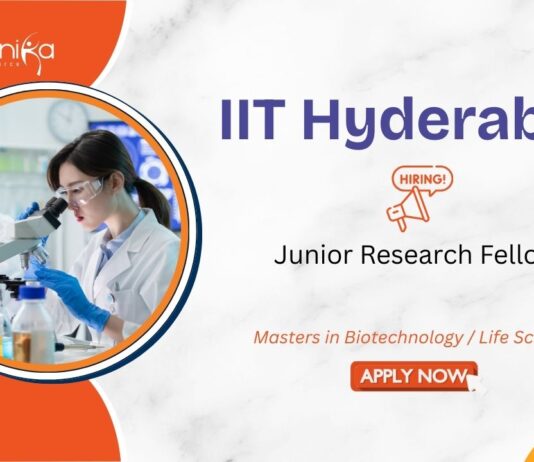 Masters in Biotechnology / Life Sciences IIT Hyderabad Junior Research Fellow