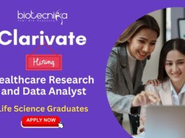 Clarivate Healthcare Research and Data Analyst Life Science Graduates
