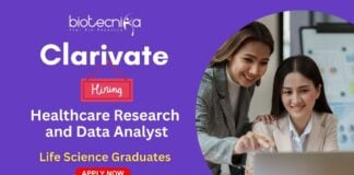 Clarivate Healthcare Research and Data Analyst Life Science Graduates