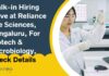 MSc Biotech & Microbiology Job Vacancies at Reliance Life Sciences