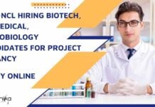 Life Sciences Project Vacancies at CSIR NCL