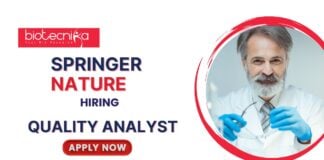 Quality Analyst Jobs at Springer Nature l Life Science Candidates Apply Now
