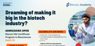 Biocon Batch 31 KGI Certificate Program in Biosciences Admissions Open New