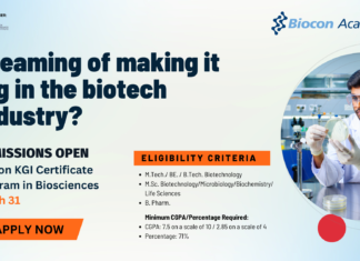 Biocon Batch 31 KGI Certificate Program in Biosciences Admissions Open New