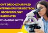 DRDO-DIHAR Paid Internships For Biotech & Microbiology Candidates - Applications Invited