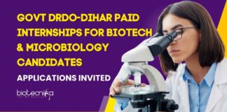 DRDO-DIHAR Paid Internships For Biotech & Microbiology Candidates - Applications Invited