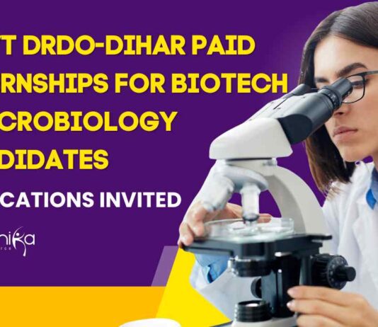 DRDO-DIHAR Paid Internships For Biotech & Microbiology Candidates - Applications Invited