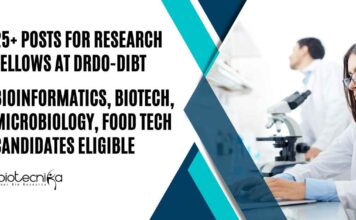 25+ Posts For Research Fellows at DRDO-DIBT – Bioinformatics, Biotech, Microbiology, Food Tech Candidates Eligible Govt MSc Bioinformatics Job Openings at DRDO-DIBT