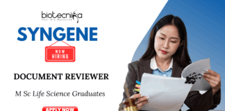 Document Reviewer Job in Bangalore | Syngene Hiring For M Sc Graduates