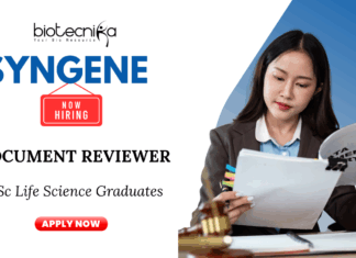Document Reviewer Job in Bangalore | Syngene Hiring For M Sc Graduates