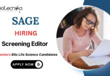 Editorial Management Job at Sage Freshers Life Science Candidates Apply Now