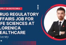 Drug Regulatory Affairs Job For Life Sciences