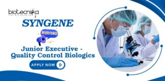 Entry-Level Jobs at Syngene | Apply Now For The Junior Executive - Quality Control Biologics Role