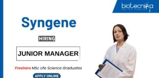 Freshers Job at Syngene MSc Life Science Graduates Apply Now for the Junior Manager Role