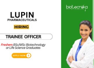 Freshers Jobs at Lupin Pharmaceuticals Biotechnology Graduates Apply Now for the Trainee Officer Role