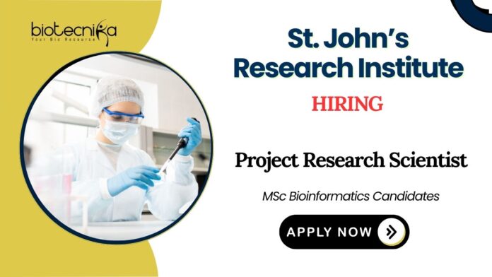 Freshers MSc Bioinformatics Jobs at St John's Research Institute Apply Now 