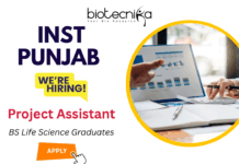 Project Assistant Walk-In Interview at INST Punjab | Life Science Jobs
