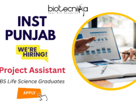 Project Assistant Walk-In Interview at INST Punjab | Life Science Jobs