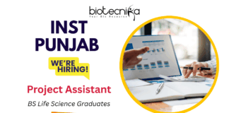 Project Assistant Walk-In Interview at INST Punjab | Life Science Jobs