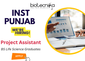 Project Assistant Walk-In Interview at INST Punjab | Life Science Jobs