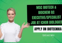 MSc Biotech & Biochem QC Executive Jobs