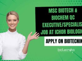 MSc Biotech & Biochem QC Executive Jobs