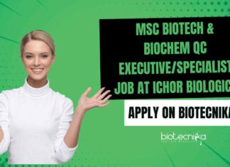 MSc Biotech & Biochem QC Executive Jobs