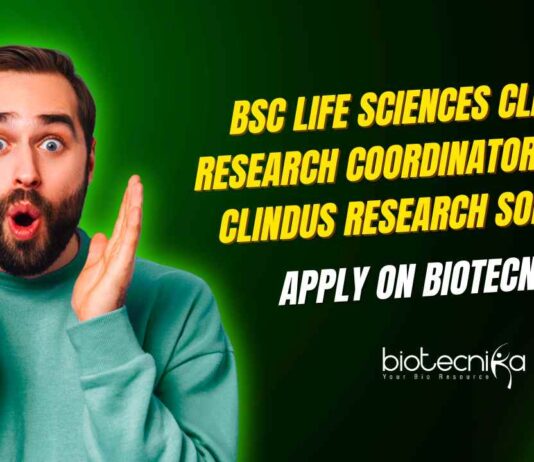 BSc Life Sciences Jobs at Clindus Research Solutions, Apply on Biotecnika