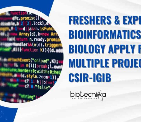 Freshers Bioinformatics & Comp Bio Vacancies at CSIR-IGIB