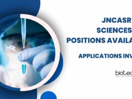 MSc Life Sciences SRF Positions at JNCASR