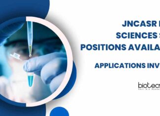 MSc Life Sciences SRF Positions at JNCASR