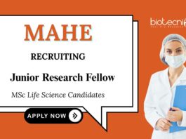 JRF Position Jobs at Manipal Academy of Higher Education MSc Life Science Candidates Apply Now 