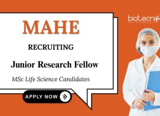 JRF Position Jobs at Manipal Academy of Higher Education MSc Life Science Candidates Apply Now 